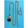 Image 1 : A 9ct gold curblink albert, 33.9grms, together with a gold mounted hardstone swivel fob with lion...