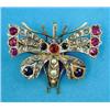 Image 1 : A Victorian gold and silver butterfly brooch, set diamonds, rubies, sapphires and split pearls...