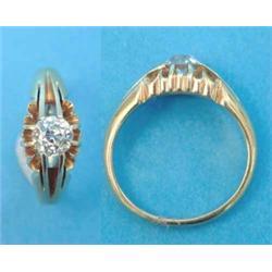 A gentleman's late Victorian 18ct gold ring, claw-set with an old brilliant cut diamond...