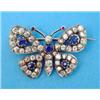 Image 1 : A Victorian design gold and silver butterfly brooch, set diamonds, sapphires and cabochon rubies...