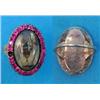 Image 1 : A Georgian gold memorial ring, the oval bezel inset with a painted diamond set study of an urn an...