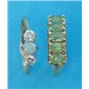 Image 1 : A gold 3-stone opal and diamond ring, together with a 9ct gold ring set 5 oval cut peridots...
