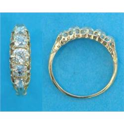 A Victorian gold 5-stone diamond claw-set half hoop ring...