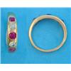 Image 1 : A Victorian gold ring, gypsy set with 3 rubies and 2 diamonds...