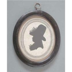Eighteenth century Dutch School , silhouette painted on paper Jeanette Kannuzz nee Fuchr in ridin...