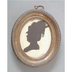 Mrs Sarah Harrington (fl.1774-87) Hollow cut silhouette with black silk backing Unknown lady, cir...