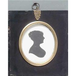 John Miers (1758-1821) Silhouette painted on plaster, Unknown woman, circa 1810-20, 3.25ins x 2.7...