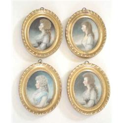 After John Downman (1750-1824) Set of 4 coloured chalk half length portraits, Lady Mary Paice, La...