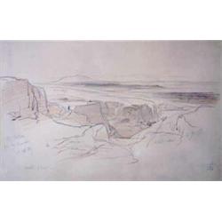 Edward Lear (1812-1888) Pencil and ink, "Mount Voltine, from near Minervino, O sand! O wind!" Ins...