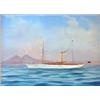 Image 1 : D Simone Gouache, Steam yacht "Ravenska", with Vesuvius beyond, Signed and dated 1911, 16 x 26 in...