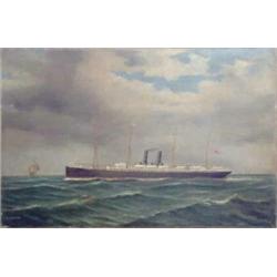 Attributed to George Mears (1865-1910) Oil on canvas, "S.S.Orizaba", 20 x 30.5 ins. S.S.Orizaba B...