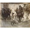 Image 1 : Sir Alfred Munnings (1878-1959) Watercolour, Study for "The Ford", Signed A J Munnings, 10.5 x 12...