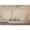 Image 1 : Attributed to Willem Van der Velde Pen and ink, shipping off the shore, 6 x 8.75 ins....