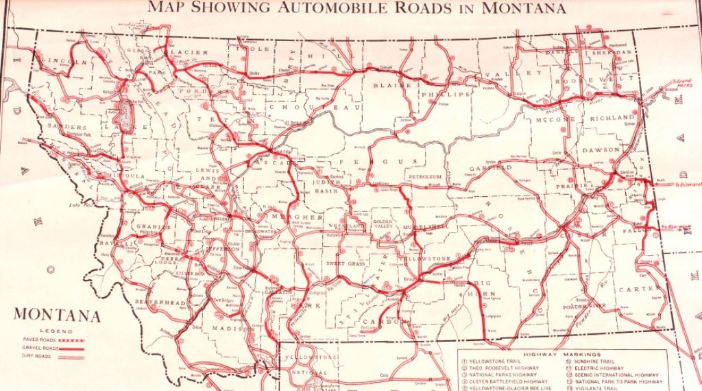 Montana Historic Railroad Map 1927 Montana Railroad Commission Map