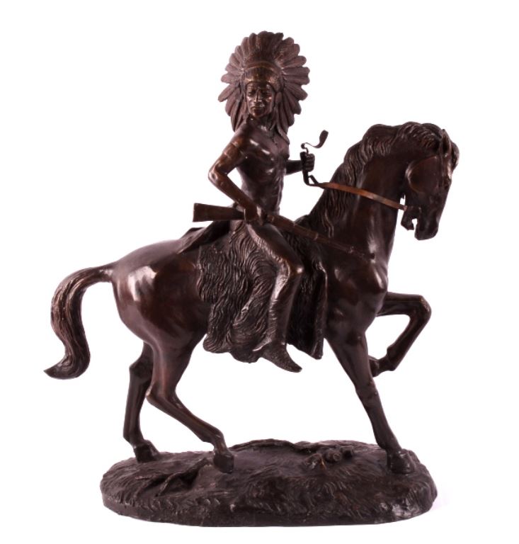 Indian Warrior on Horseback Bronze after Remington