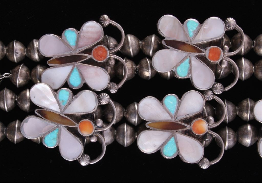 Navajo Butterfly Squash Blossom Necklace Set