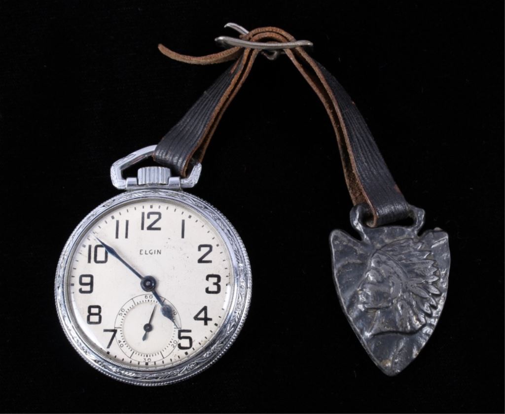 Elgin Model 7 Pocket Watch with Indian Head Fob