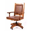 Image 1 : Rustic Wood & Leather Office Swivel Chair