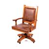 Image 3 : Rustic Wood & Leather Office Swivel Chair