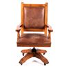 Image 4 : Rustic Wood & Leather Office Swivel Chair