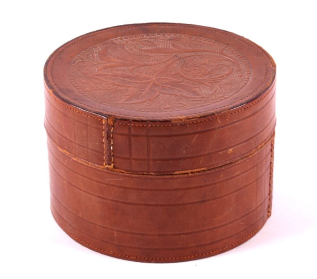 Antique Tooled Leather Western Box