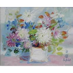 LE PHO (Vietnamese. 1907-2001), "Fleurs". Signed Le Pho l/r. Also titled on the stretcher,, O...
