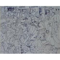 RED GROOMS (American. Born 1937), "Activity on the Street". Signed Red Grooms and dated 1968 l/...