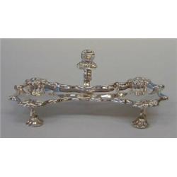 FINE GEORGE II STERLING SILVER PEN TRAY, English. London. 1756. Maker: John Cafe. Of rectangula...