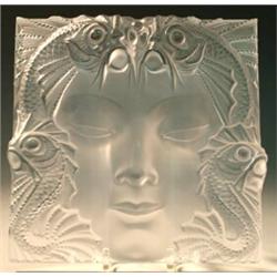 LALIQUE MOLDED AND FROSTED CRYSTAL "MASQUE DE FEMME", French. Signed Lalique France. Catalogue...