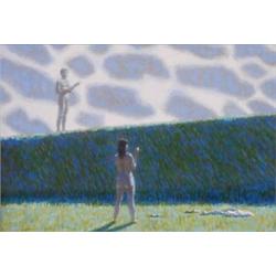JOSEPH HIRSCH (American. 1910-1981), "Kites on the Levee". Signed Joseph Hirsch l/l., Acrylic...