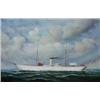 Image 1 : D. TAYLER (American. Born 1926), "Steamer at Sea." Signed D. Tayler l/r., Oil on Canvas. Meas...