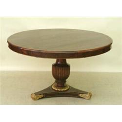 VERY FINE REGENCY GILT BRONZE MOUNTED ROSEWOOD BREAKFAST TABLE, English. Circa 1830. The circul...