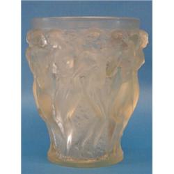 R. LALIQUE MOLDED OPALESCENT GLASS "BACCHANTES" VASE, French. Circa 1928. Engraved R. Lalique....