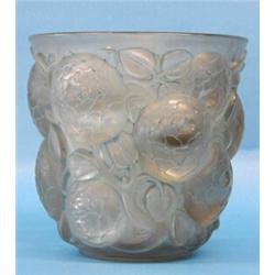 R. LALIQUE MOLDED AND FROSTED GLASS "ORAN" VASE, French. Circa 1928. Engraved R. Lalique. Heigh...