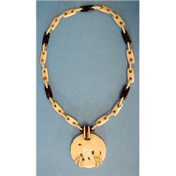 IMPORTANT AND FINE VAN CLEEF & ARPELS JADE, ONYX AND DIAMOND NECKLACE, French. Signed VCA (for...
