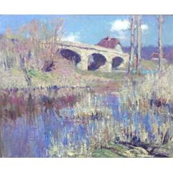 JEAN REMOND (French. 1872-1913), "By the Riverbank". Signed J. Remond l/r., Oil on Canvas. Me...