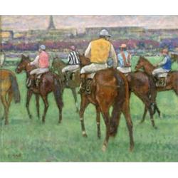 FRANCOIS GALL (French. 1912-1987), "Avant Les Courses". Signed F. Gall l/l. Also titled on the...