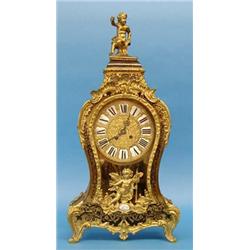LOUIS XV STYLE ORMOLU MOUNTED "BOULLE" BRACKET CLOCK, French. 19th Century. The dial fitted wit...
