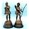 PAIR OF PATINATED BRONZE FIGURES OF MEDIEVAL WARRIORS, European. 19th Century. One holding a bo...