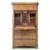 BIEDERMEYER BURL AND WALNUT FALL FRONT SECRETAIRE, German. 19th Century. The molded pediment ab...