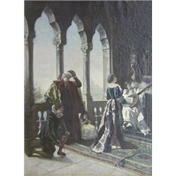 E. RIEDER (European. 19th Century), "The Recital". Signed E. Rieder l/r., Oil on Canvas. Meas...