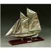 SUPERB STERLING SILVER MODEL OF A SAILING VESSEL, Italian. By Valori Argenti. The slick vessel...