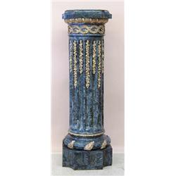 ASSEMBLED SET OF FOUR EMPIRE STYLE GILT AND MARBLE TILED PEDESTALS, Italian. Each square top wi...