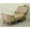 Image 1 : LOUIS XV STYLE CARVED AND GILT WOOD CHAISE LOUNGE, French. 19th Century. Each curved end contin...
