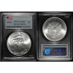 2010  American Silver Eagle PCGS MS-70 25th Year of Issue