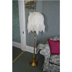 Brass pole lamp with petal motif shade