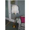Image 1 : Brass pole lamp with petal motif shade