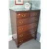 Image 1 : Six drawer solid mahogany highboy with glass top