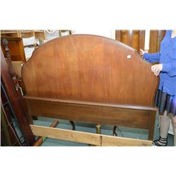 Vintage walnut double headboard with footboard and rails, may or may not be matching