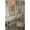 Image 1 : Painted floral pattern vanity set with chair, shabby chic